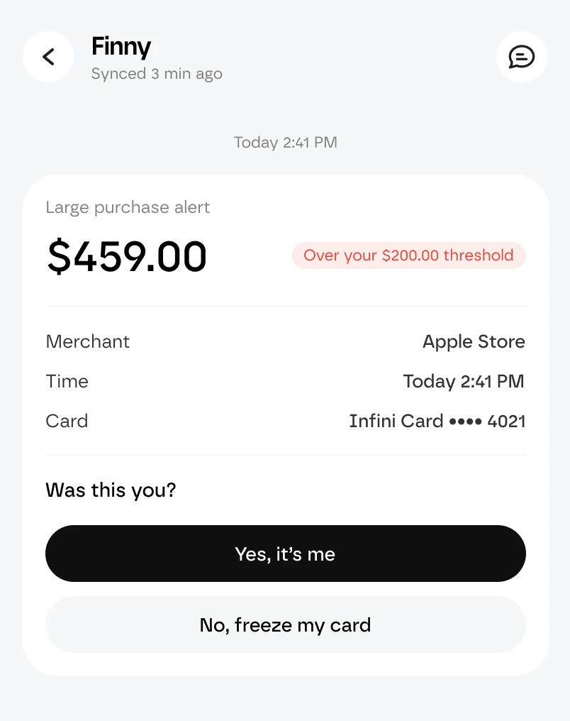 تنبيه Finny لشراء من Apple Store بقيمة 459 دولارًا يتجاوز حد 200 دولار